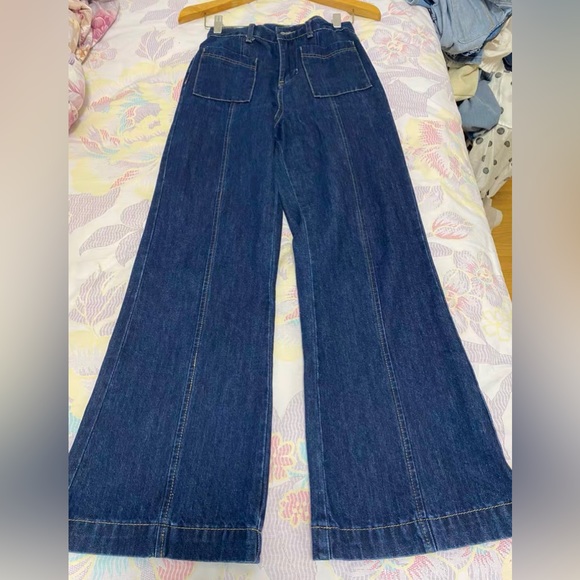 Flared cropped sailor jeans.Deep blue. Side S.Retro looking. - Picture 16 of 16